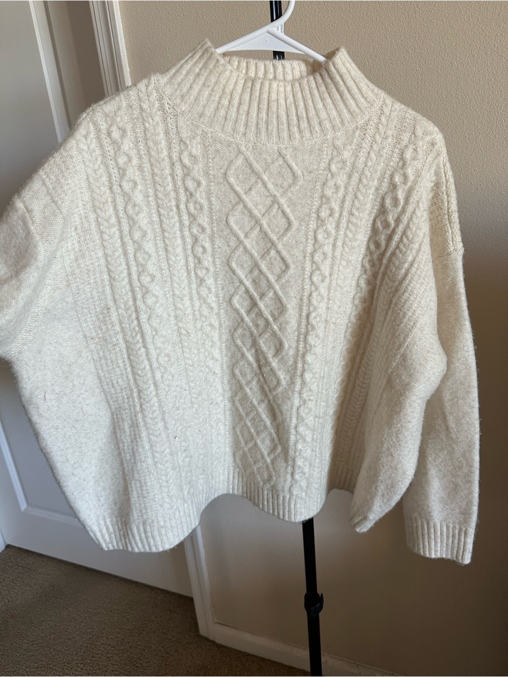 LOFT Cream Cable Turtleneck Sweater - Picture 4 of 7